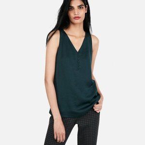 Express | Dark Green Buttoned Sleeveless Tank